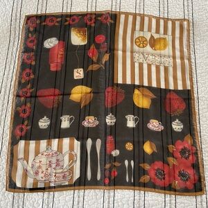 Vintage A. Brod tea flower fruit lemon strawberry scarf bag scarf neck scarf